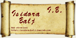 Isidora Balj vizit kartica